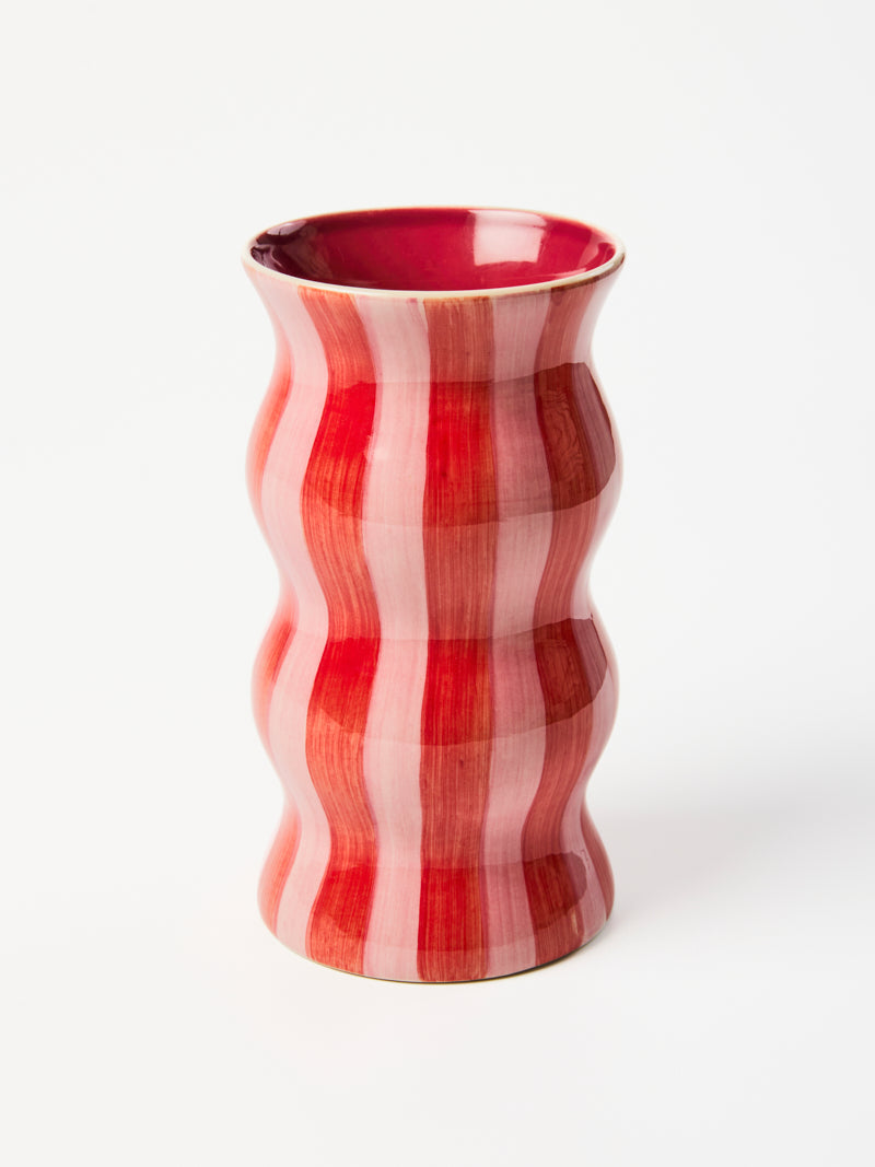 Palma Vase - Red pink Stripe