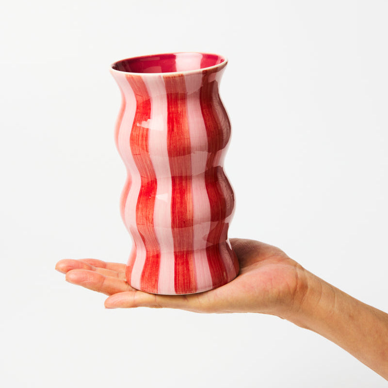 Palma Vase - Red pink Stripe
