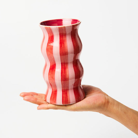 Palma Vase - Red pink Stripe
