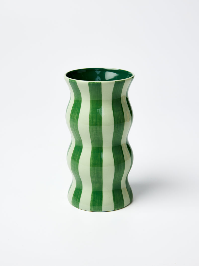Palma Vase - Tonal Greens Stripe