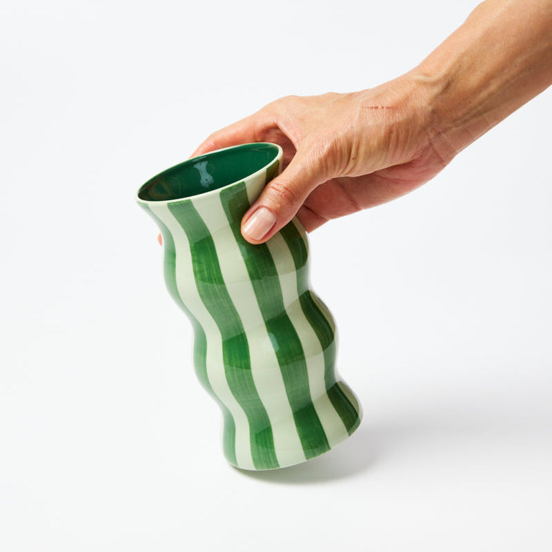 Palma Vase - Tonal Greens Stripe