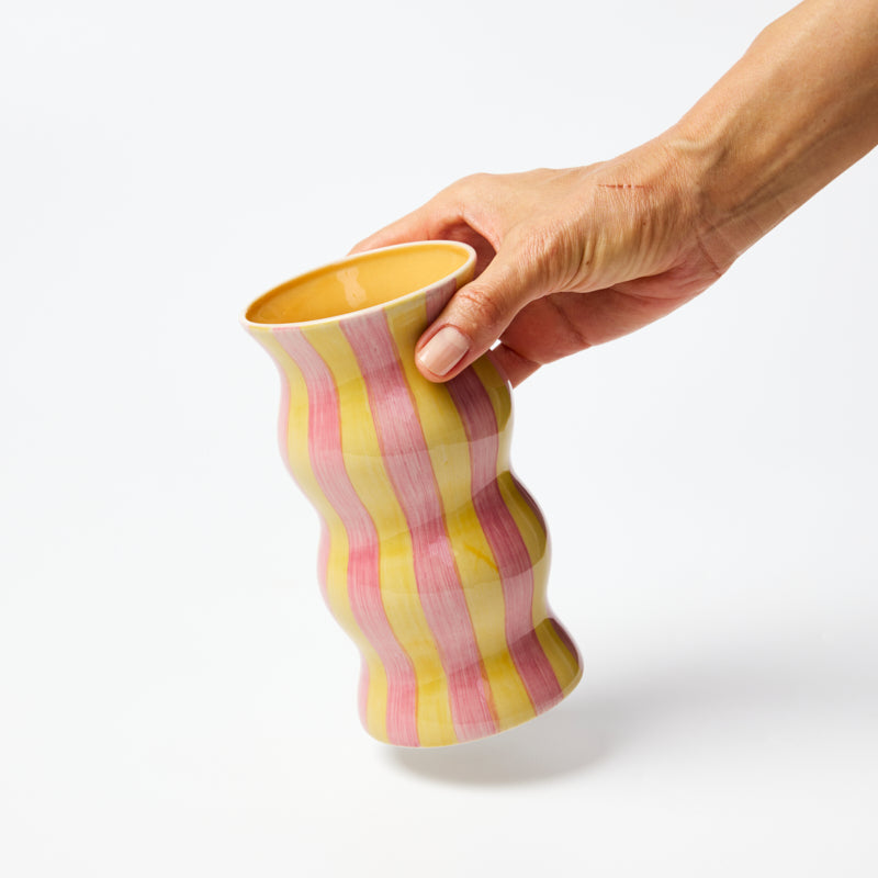 Palma Vase - Yellow Pink Stripe