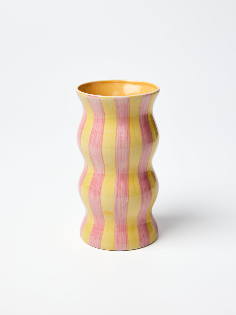 Palma Vase - Yellow Pink Stripe