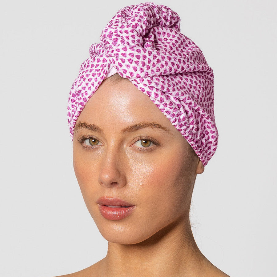 Riva Hair Towel Wrap - Pink Dot