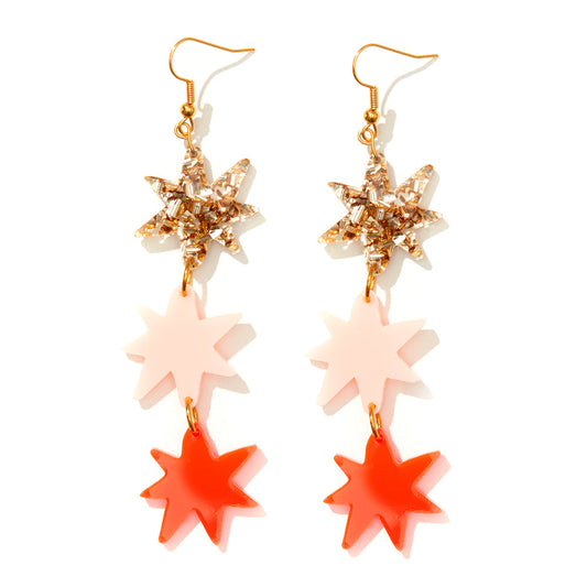 Rosie Earrings - Gold/Pink/Neon Red