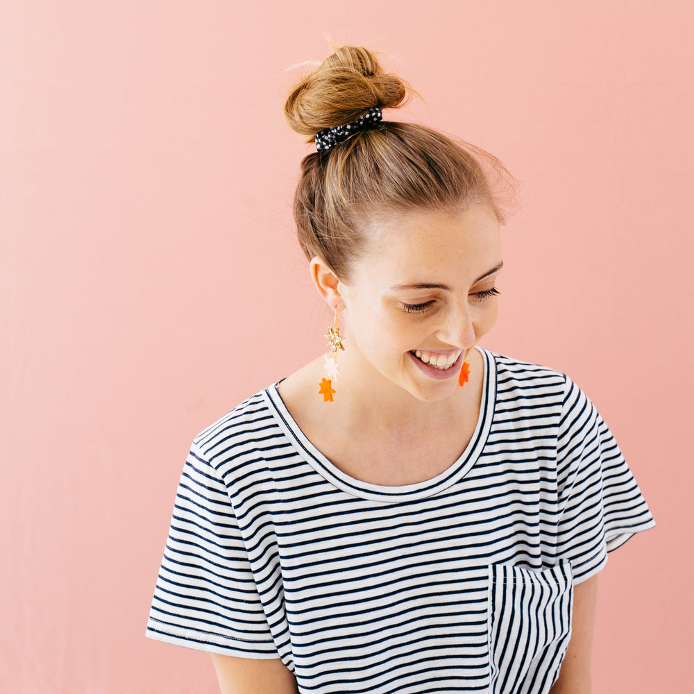 Rosie Earrings - Gold/Pink/Neon Red