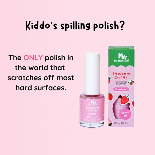 Scented Water-Based Kids Nail Polish - Strawberry Cupcake/Pastel Pink