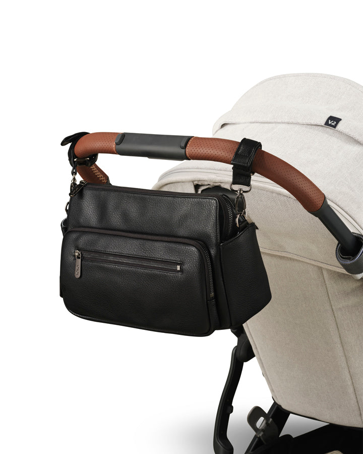 Multitasker Pram Caddy 2.0 - Black Vegan Leather