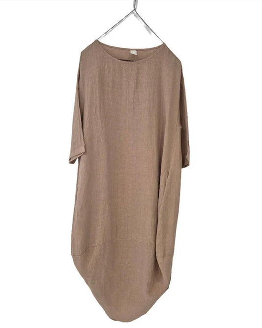 Scallop Linen Dress - Cammello