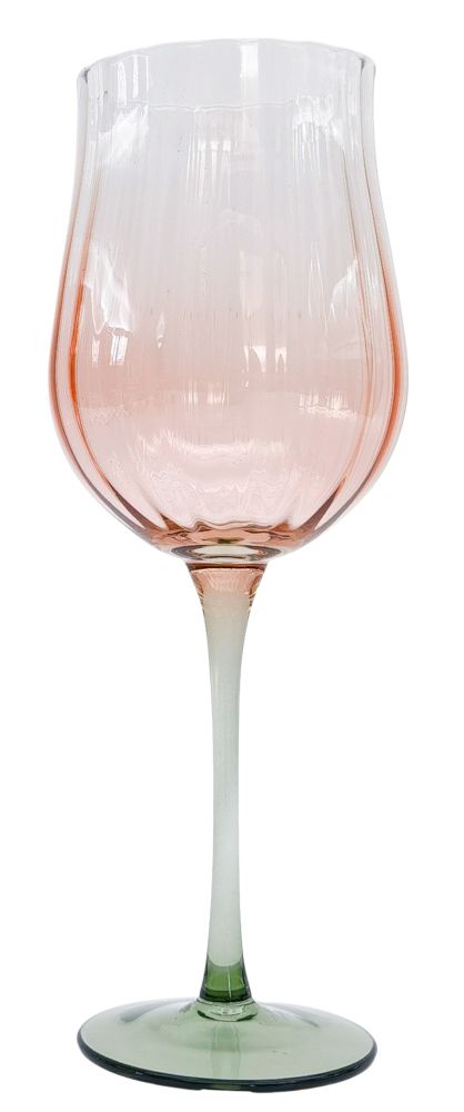 Tulip Wine Glass- Pink and Green 22cm