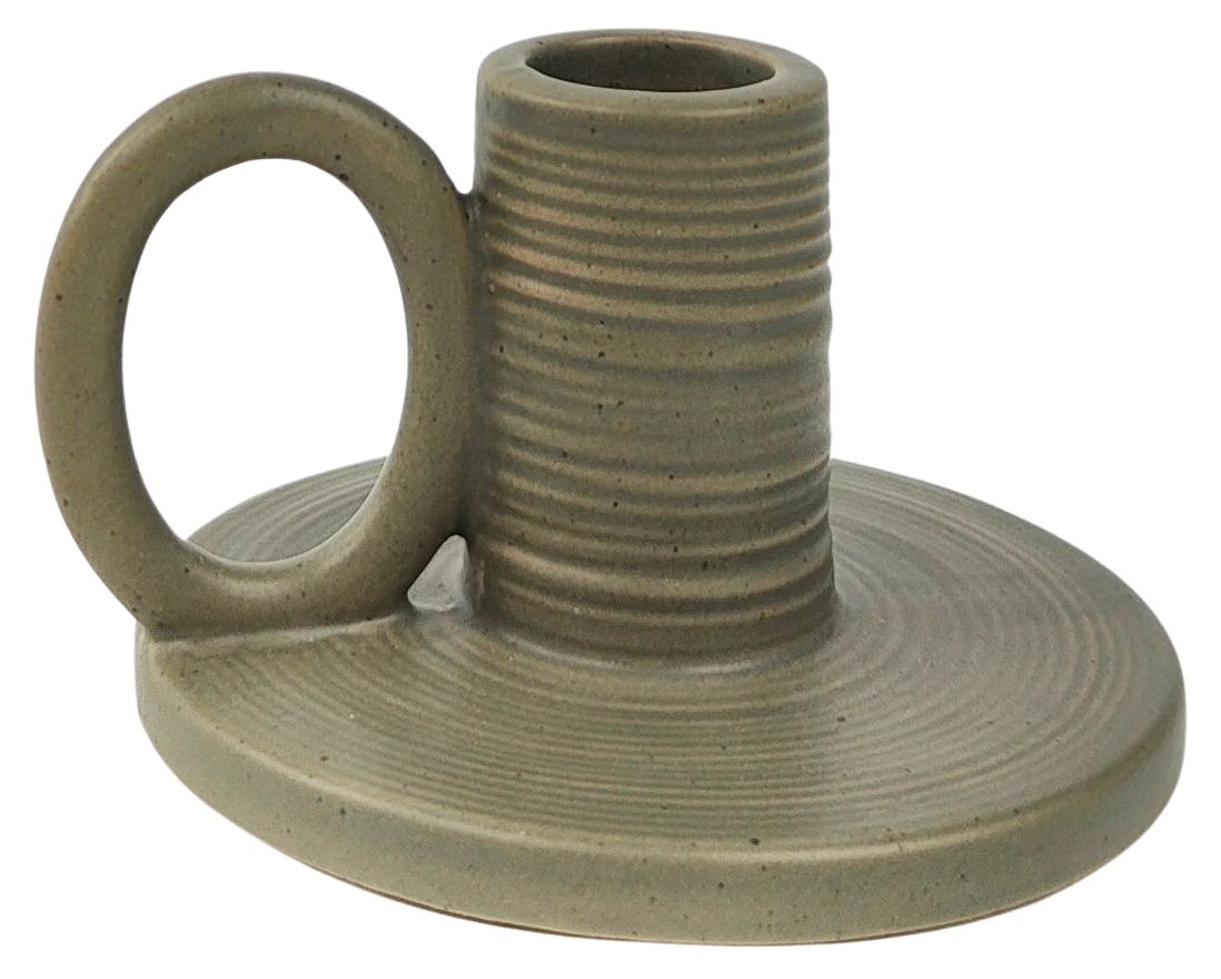 Ceramic Handled Candle Holder - Khaki