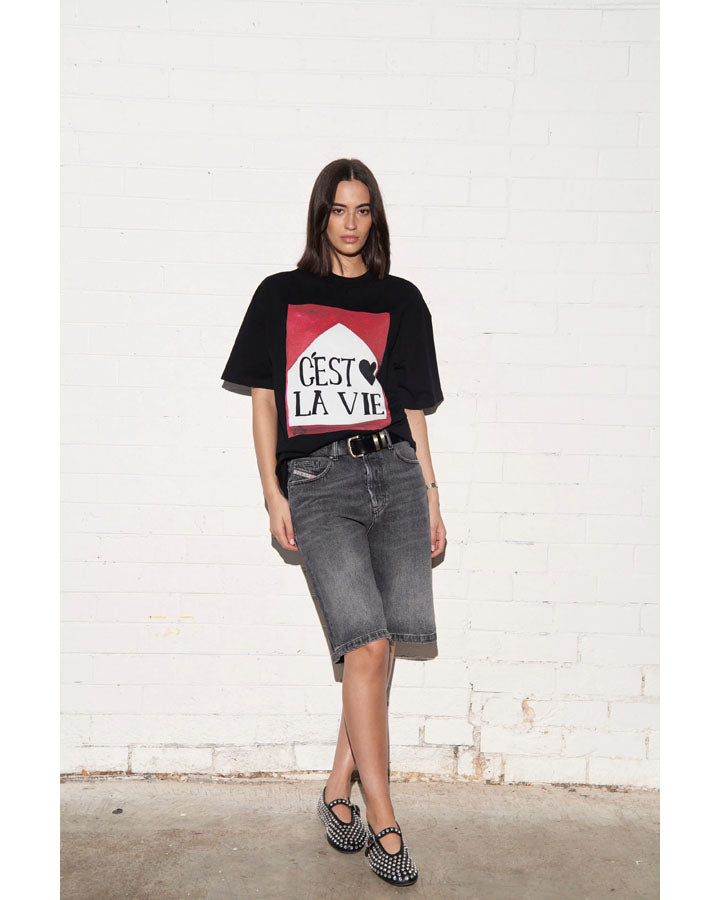 C'est La Vie Oversize Tee - Black