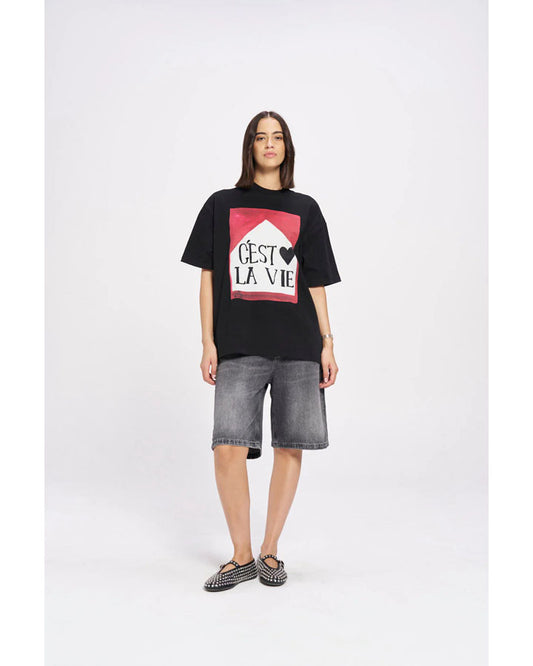 C'est La Vie Oversize Tee - Black