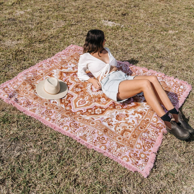 Woven Picnic Rug - Desert Rose