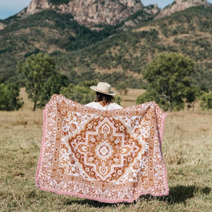 Woven Picnic Rug - Desert Rose