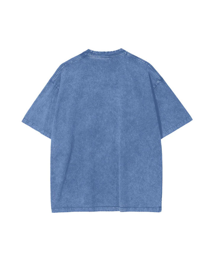 Fiery Snow Wash Oversize Tee - Blue