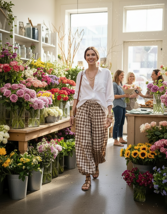 Check Balloon Pant - Chocolate