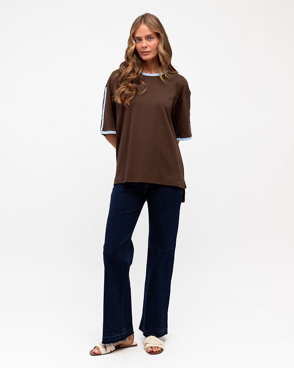 Layla Tee - Choc/Blue
