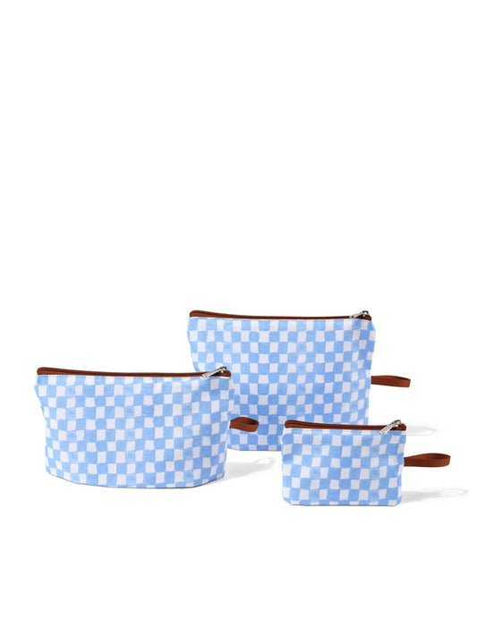 Packing Pouch Trio - Blue Check