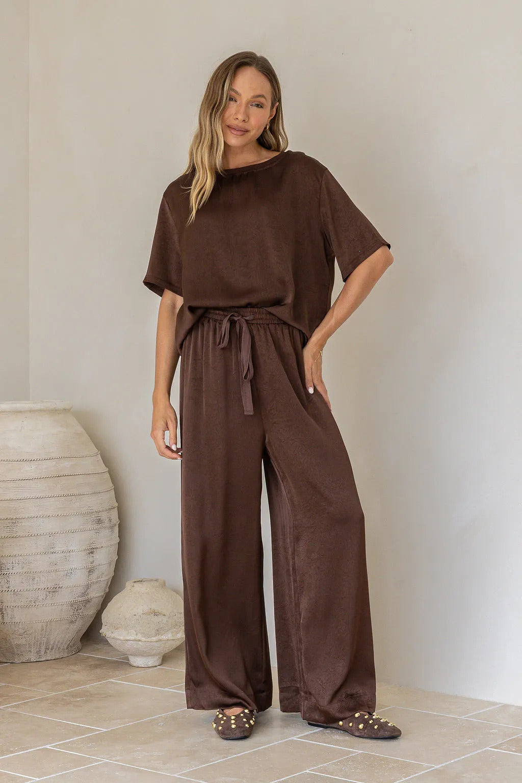 Portifino Luxe Wide Leg Pant - Coco