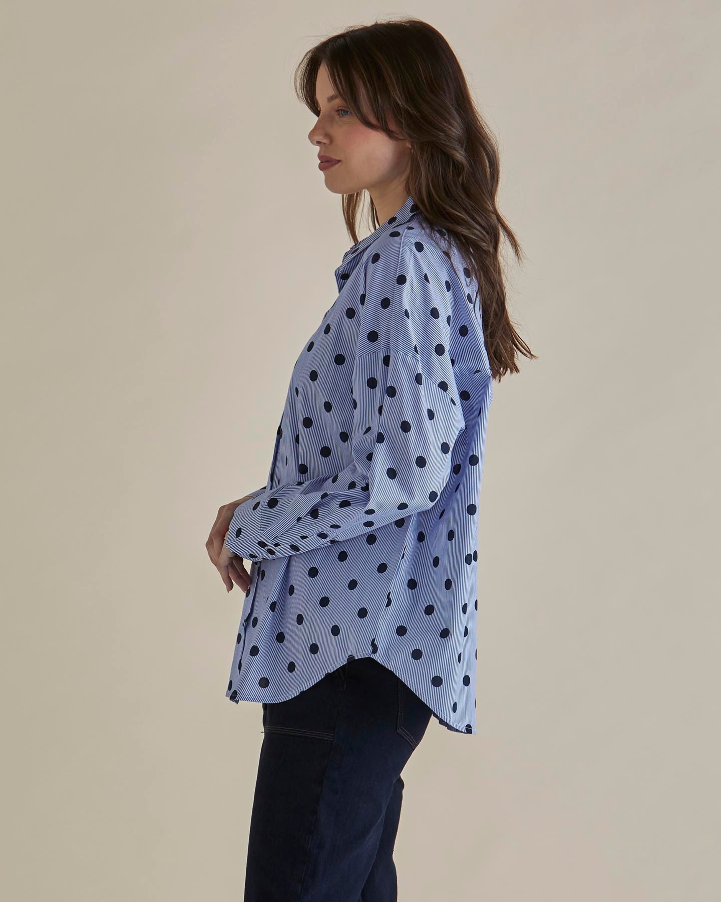 Sage Shirt - Polka Dot Stripe