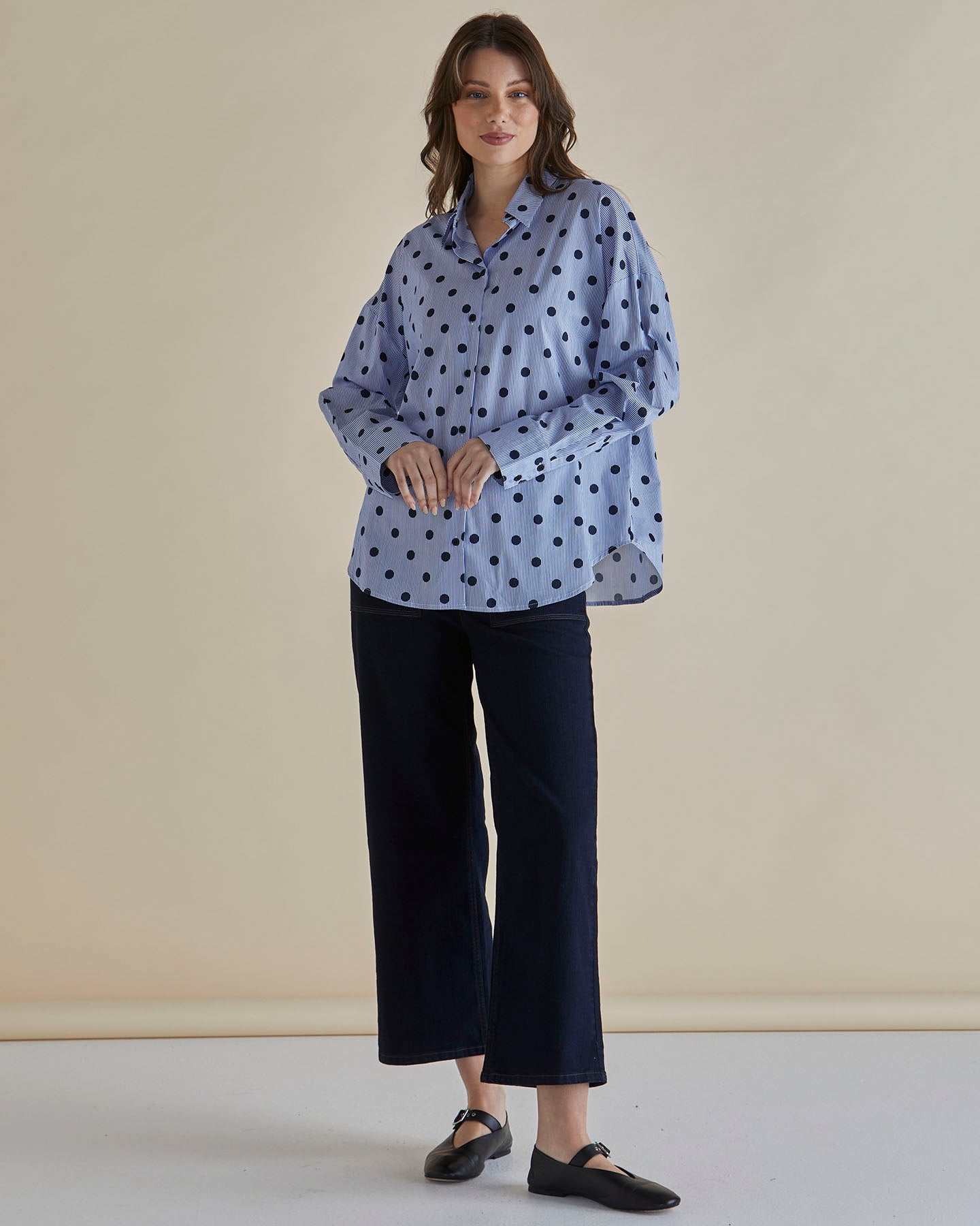 Sage Shirt - Polka Dot Stripe