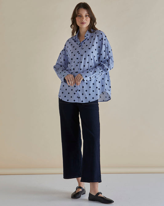 Sage Shirt - Polka Dot Stripe