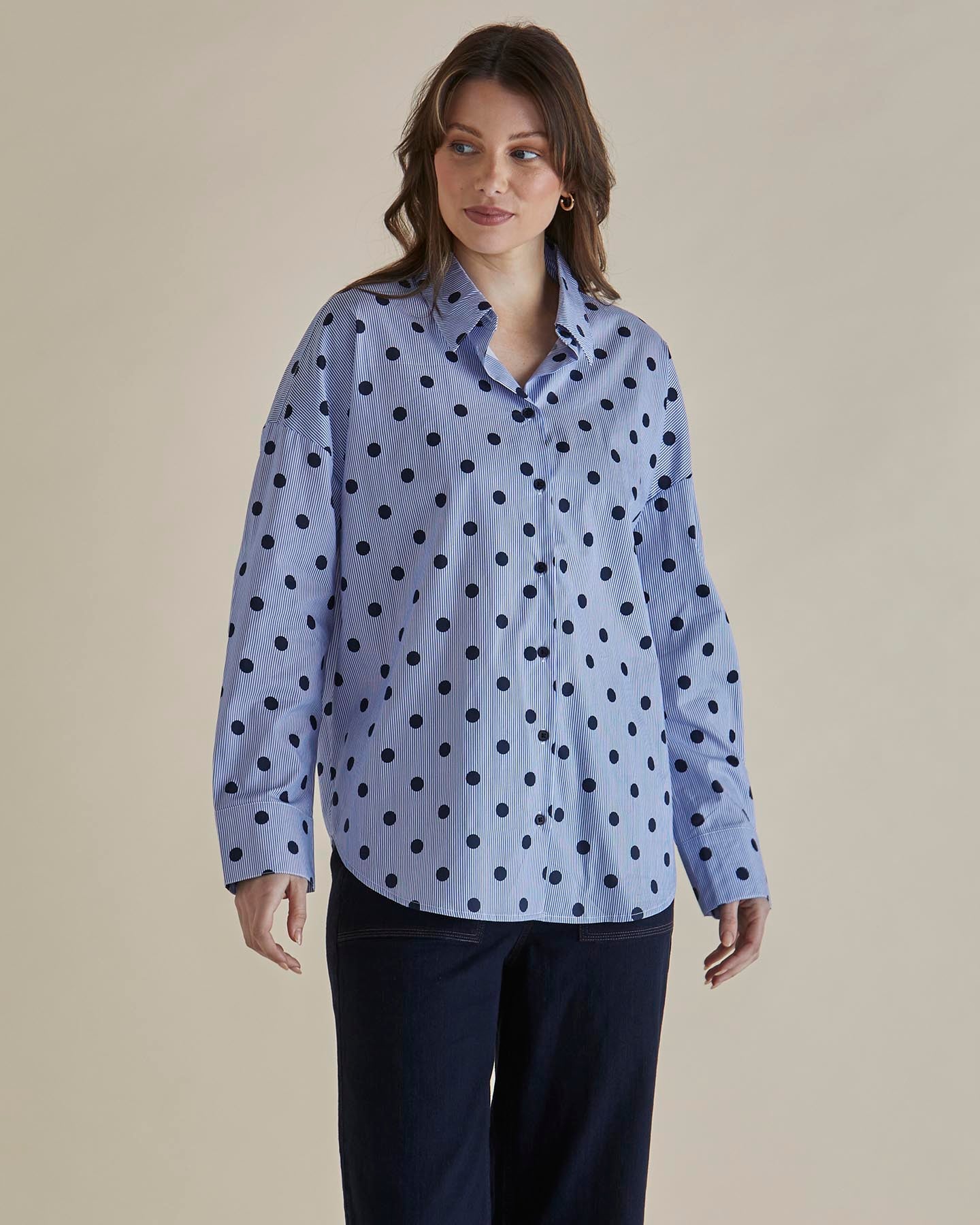 Sage Shirt - Polka Dot Stripe