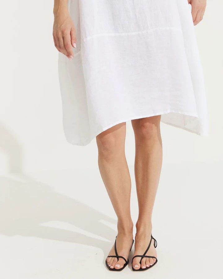 Sara Sleeveless Linen Dress - White
