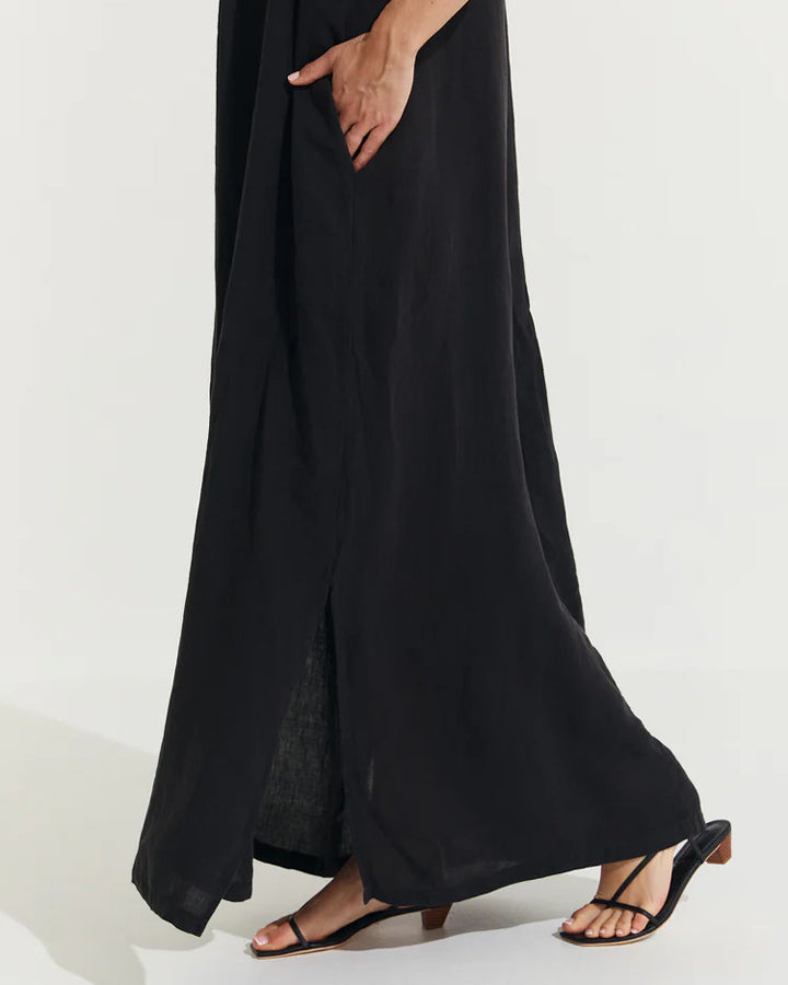 Virginie French Linen Maxi Dress - Black Sundream Trading Virginie French Linen Maxi Dress - Black Sundream Trading