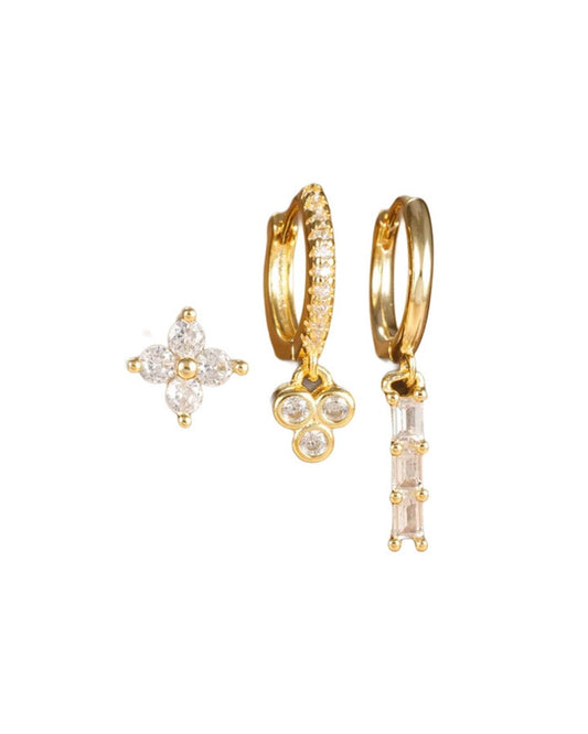 Zirconia 2 Earring Stack - Gold