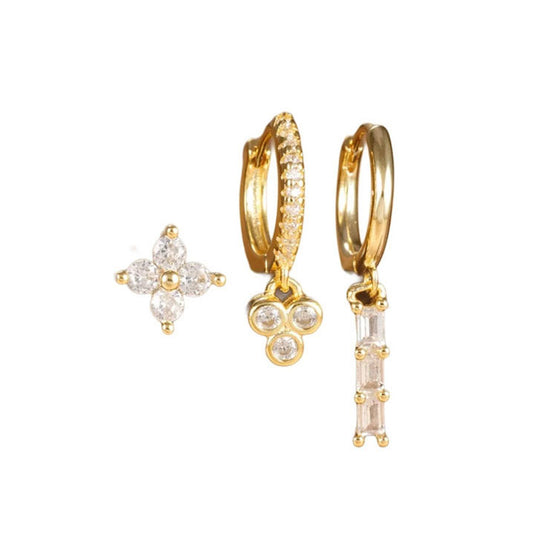 Zirconia 2 Earring Stack - Gold